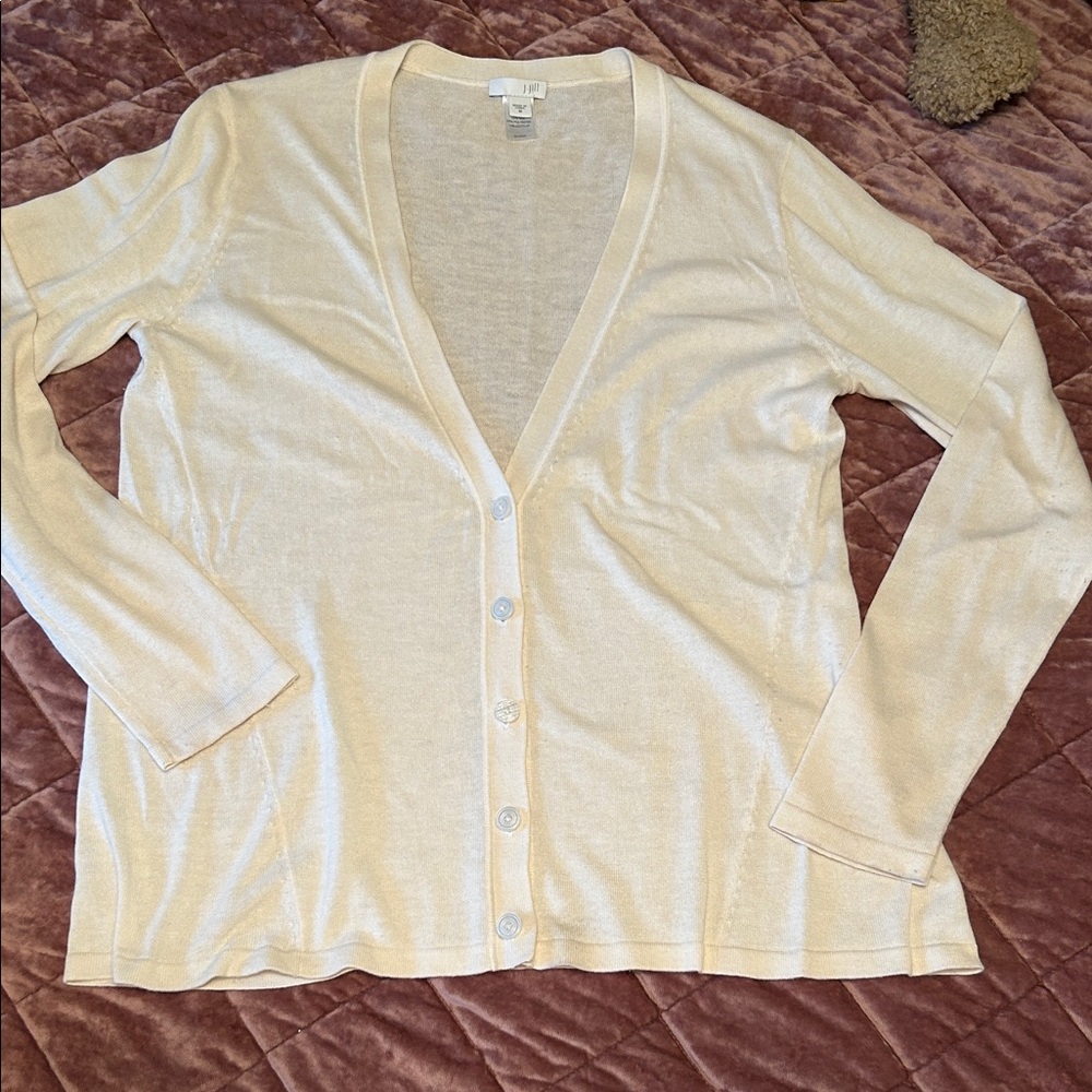 J Jill Women's Cream Cardigan Sweater
